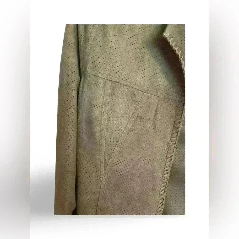 Koc Leather & Fur Open Jacket - Taupe/Greige UK 34/US size 6 - Picture 3 of 8